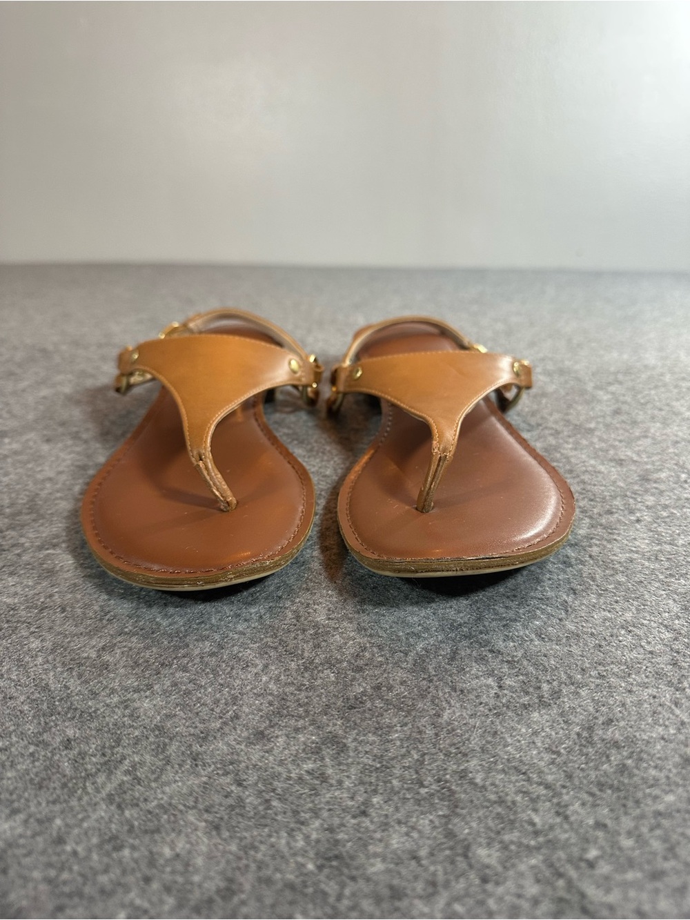 Kelly & Katie Cognac Brown T‑Strap Sandals